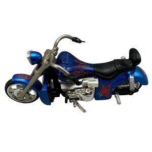 Miniature Blue & Black Die-Cast Motorcycle Model With Red claw marks Design READ